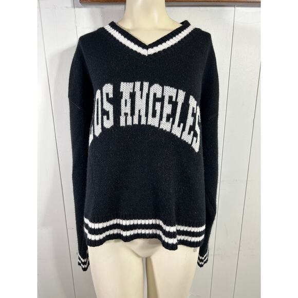 Stella Tweed Black and White Collegiate Los Angeles oversized sweater size L - Picture 1 of 5